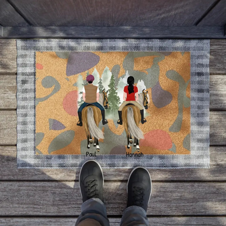 Paar Reitpferd – personalisierte Fußmatte