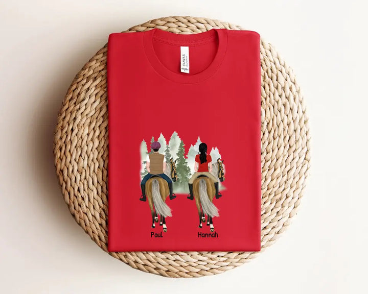 Paar Reitpferd - Personalisiertes T-Shirt