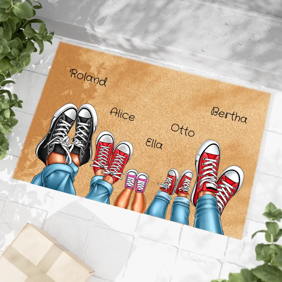 Beine personalisierte Fußmatte für Familie